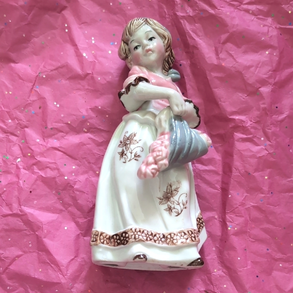 Charming Porcelain Figurine with Pink and White Dress